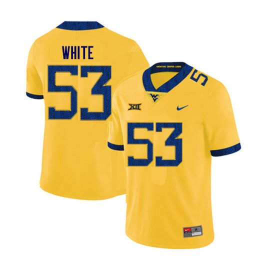 Men's West Virginia Mountaineers NCAA #53 Jordan White Yellow Authentic Nike Stitched College Football Jersey EQ15N31FG